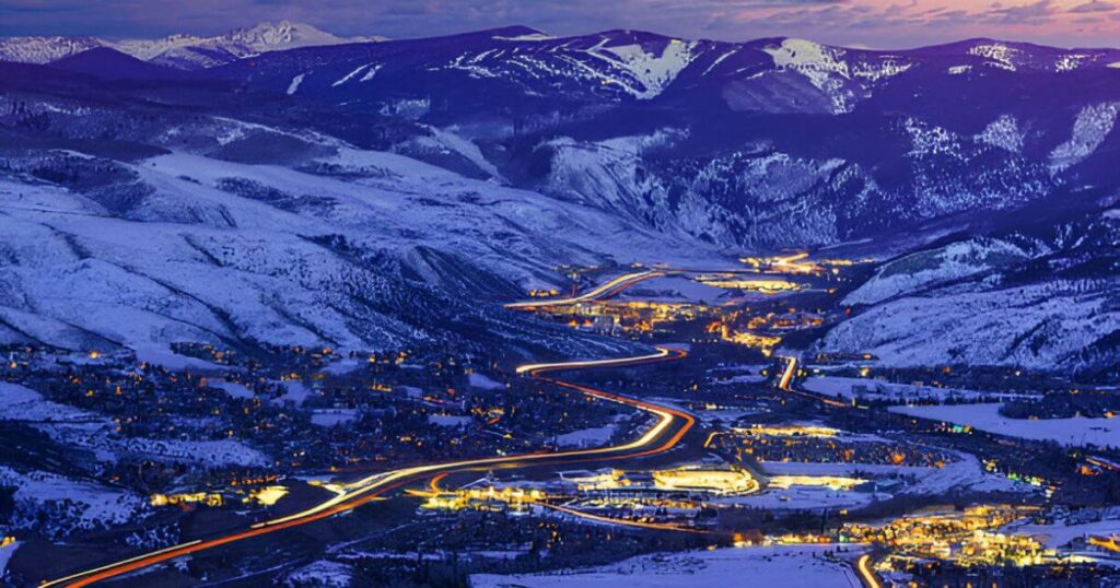 Winter Scenic view of lights showing Vail