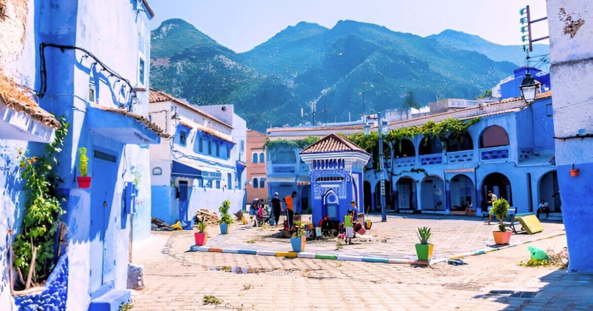 blue-painted  house in Chefchaouen, Morocco