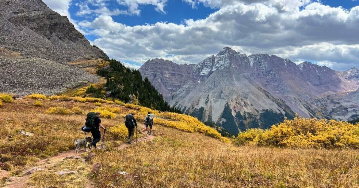 Hikers in Four Pass Loop in Maroon Bells, Aspen