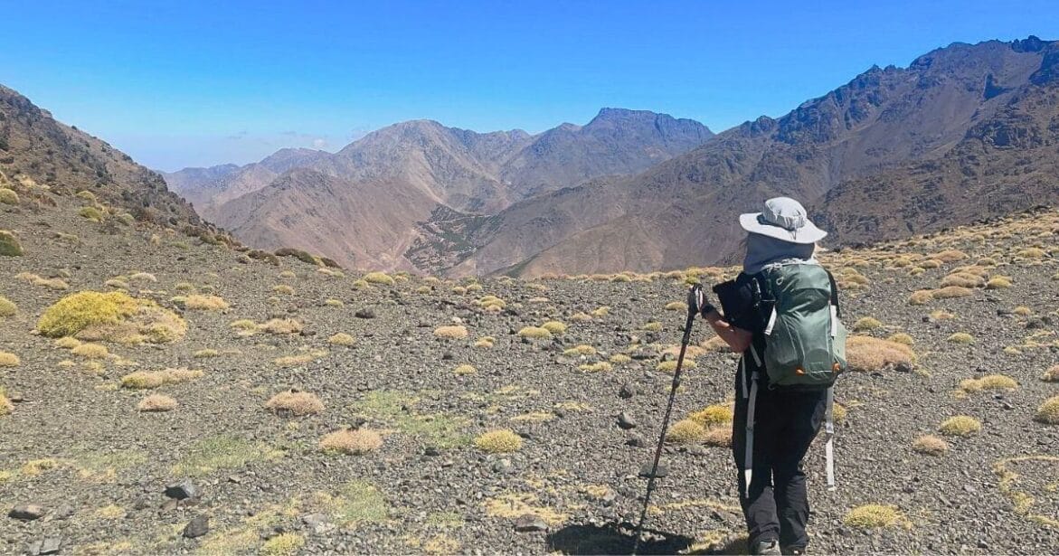 Young Women Trekking High Atlas Mountain in Morocco