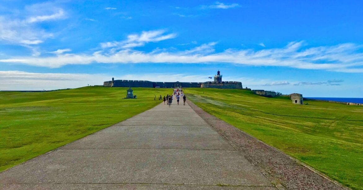 Beautiful views El Morro Park in Old San Juan , Puerto Rico