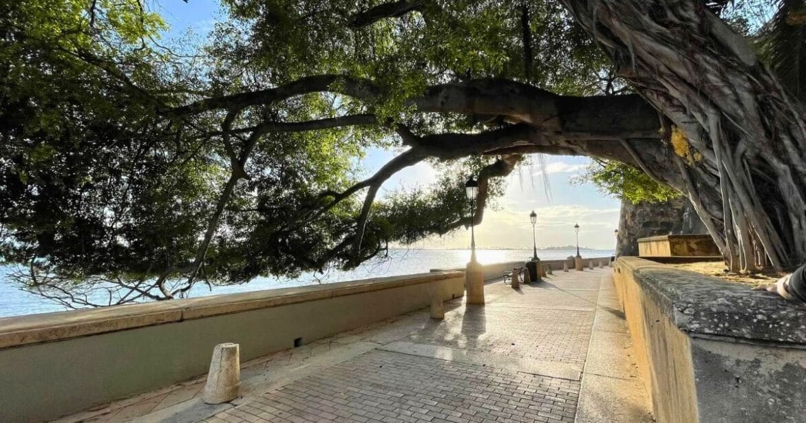 Beach View in Paseo de la Princesa in Old San Juan, Puerto Rico