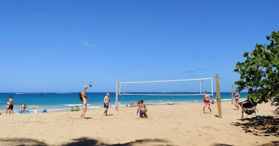 Playing Beach Volleyball  Playa Ocean Park  in Old San Juan