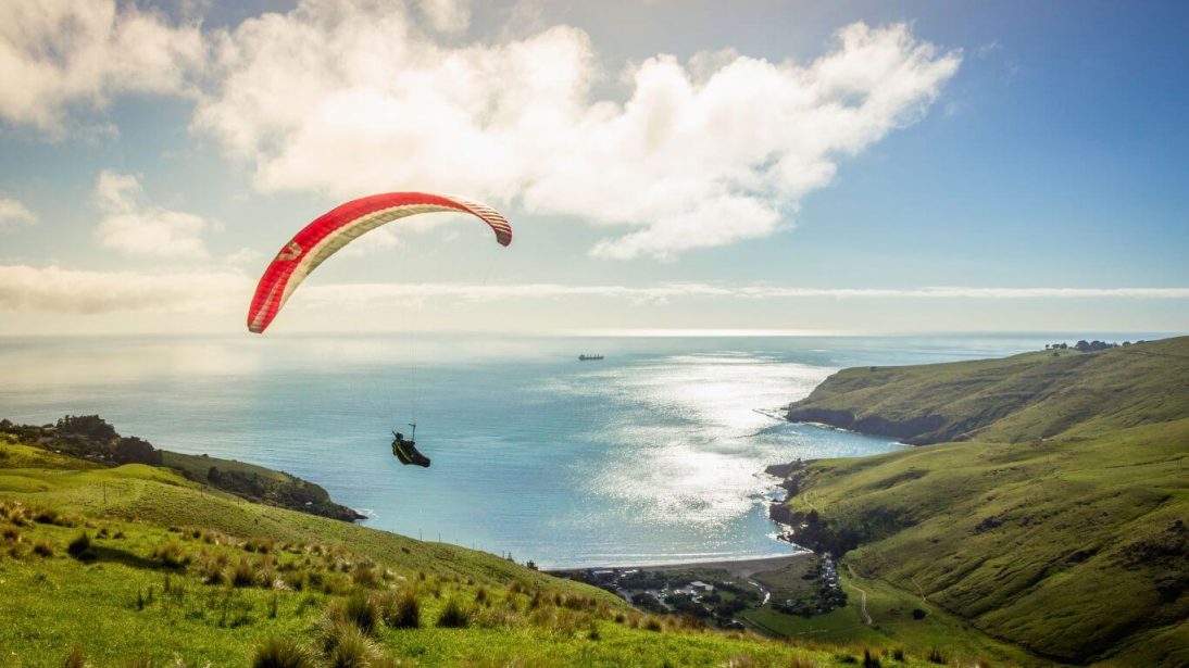 Paragliding at Godley Head in Christchurch